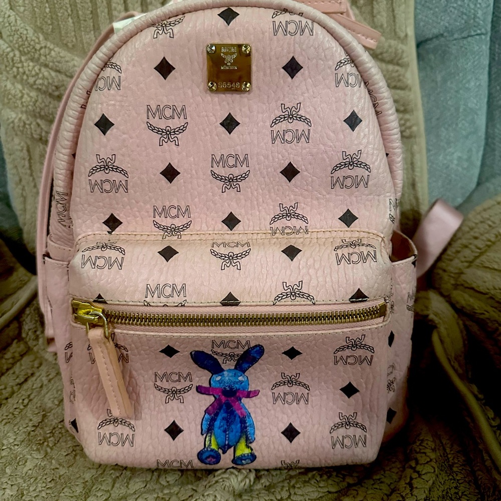 MCM Rabbit Visetos Leather Backpack Cognac Bagpack